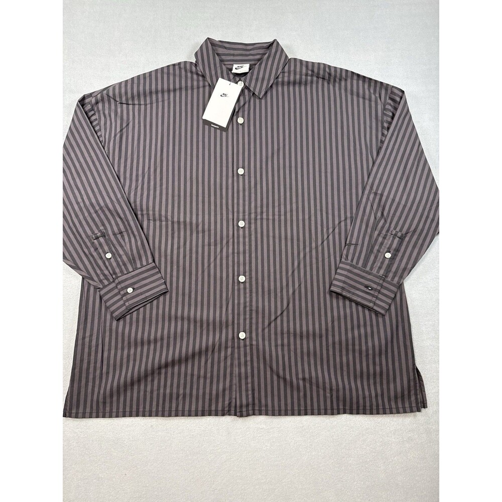 Nike Sportswear Women's Oversized Striped Button Down Shirt Medium NWT